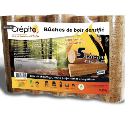 Bûches de bois densifié rondes par palette de 104 sacs