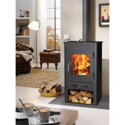 PANADERO Firenze Poêle à bois en acier - 9 Kw - Bûches 42 cm - Rendement 75 % - Fabrication européenne